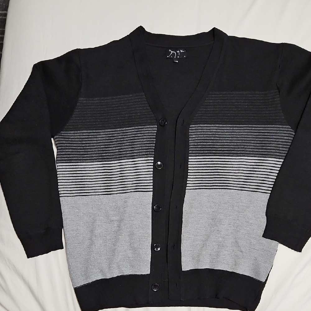 Studio Black and Gray Gradient Cardigan Sweater